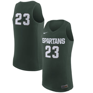 Men's Nike #23 Green Michigan State Spartans Replica Basketball Jersey