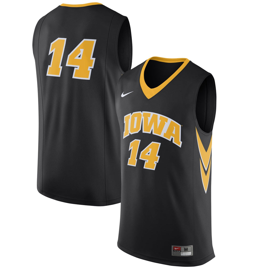 Men's Nike #14 Black Iowa Hawkeyes Replica Basketball Jersey