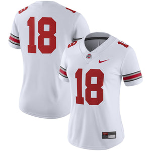 Women's Nike #18 White/Scarlet Ohio State Buckeyes Game Jersey