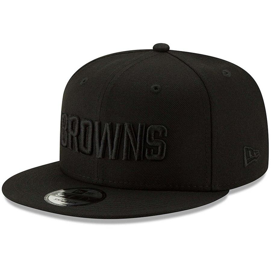 Men's Cleveland Browns New Era Black Black On Black 9FIFTY Adjustable Hat NFL