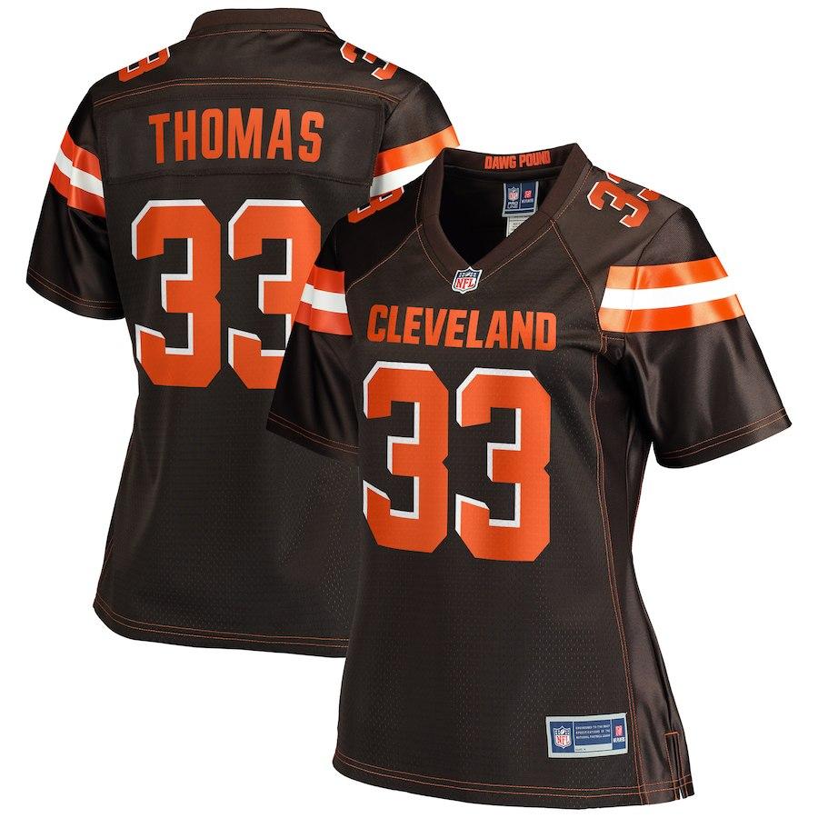 Women's Cleveland Browns Simeon Thomas NFL Pro Line Brown Player Jersey