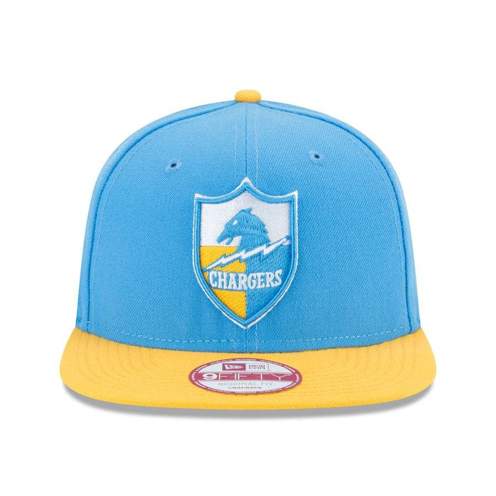 New Era Los Angeles Chargers Powder Blue/Gold Historic Logo Baycik 9FIFTY Snapback Adjustable Hat