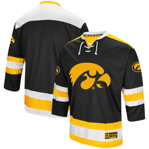 Men's Colosseum Black Iowa Hawkeyes Athletic Machine Hockey Sweater Jersey