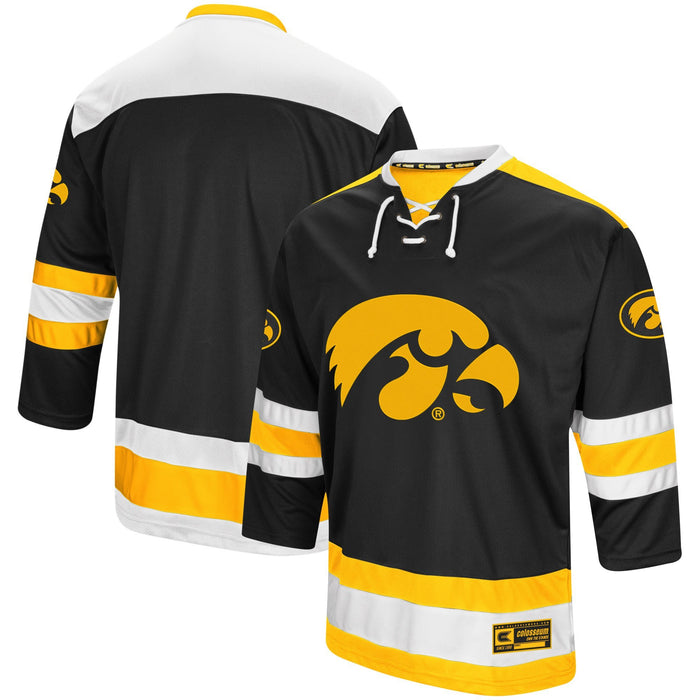 Men's Colosseum Black Iowa Hawkeyes Athletic Machine Hockey Sweater Jersey