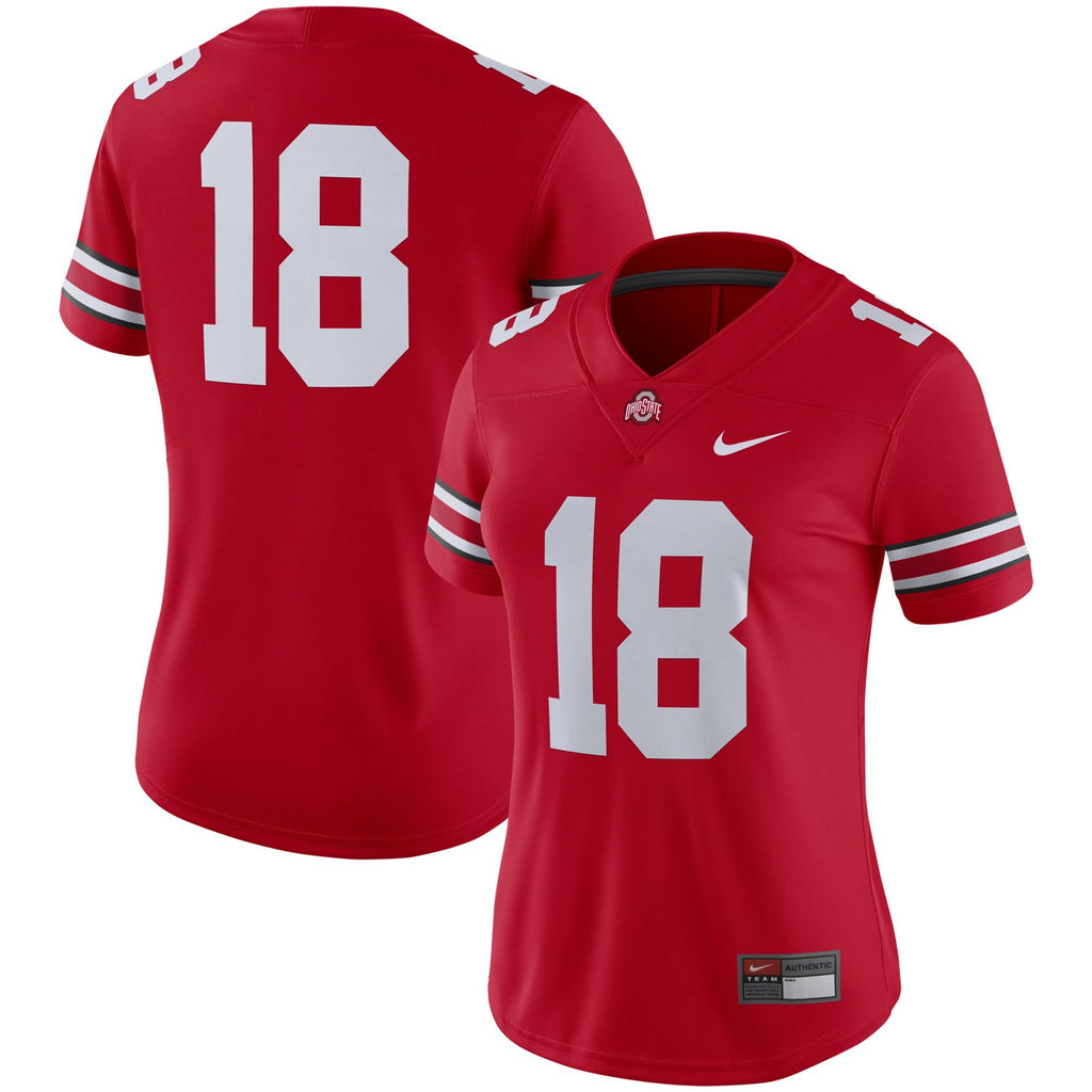 Women's Nike #18 White/Scarlet Ohio State Buckeyes Game Jersey