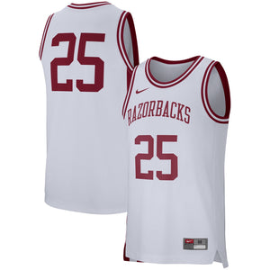 Men's Nike #25 White Arkansas Razorbacks Retro Performance College Basketball Jersey