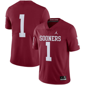 Men's Jordan Brand #1 Crimson Oklahoma Sooners Limited Jersey