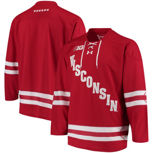 Men's Under Armour Red Wisconsin Badgers Replica Hockey Jersey