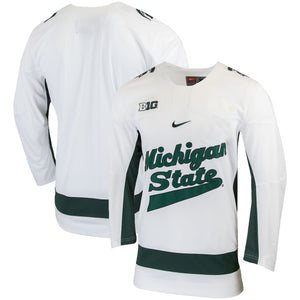 Men's Nike White/Green Michigan State Spartans Replica College Hockey Jersey