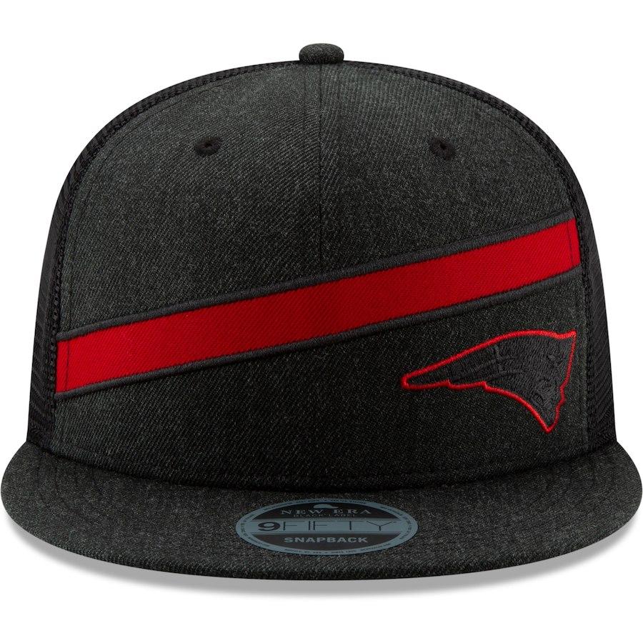 New Era New England Patriots Heathered Black Label Scale Trucker 9FIFTY Adjustable Snapback Hat
