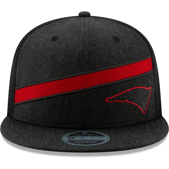 New Era New England Patriots Heathered Black Label Scale Trucker 9FIFTY Adjustable Snapback Hat