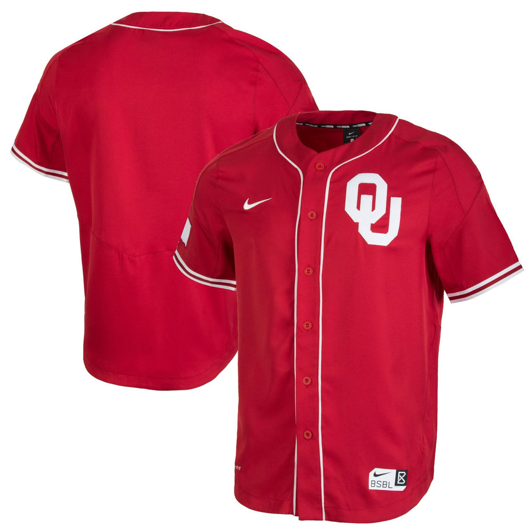 Men's Nike Crimson Oklahoma Sooners Full-Button Vapor Performance Baseball Jersey