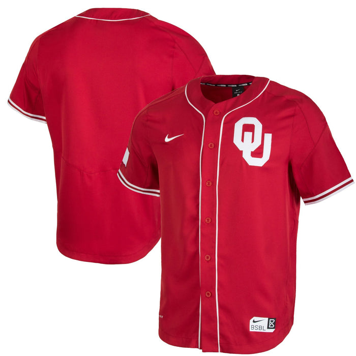 Men's Nike Crimson Oklahoma Sooners Full-Button Vapor Performance Baseball Jersey